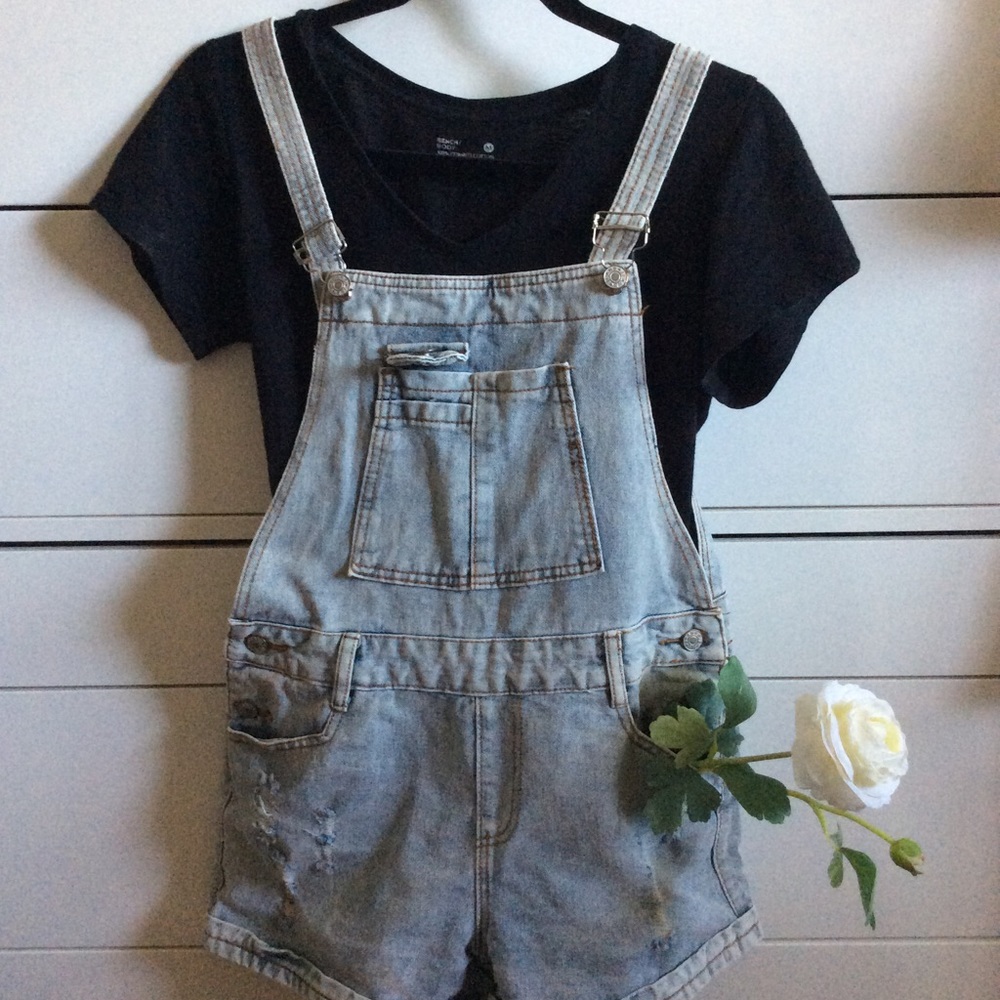 Romwe denim overalls shorts